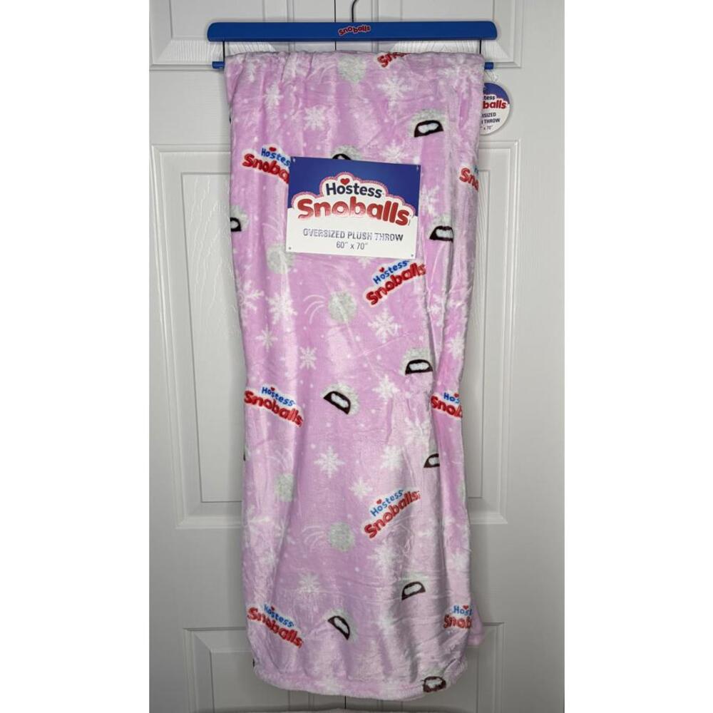 Hostess Snoballs Oversized Plush Throw Blanket 60x70 Pink Snowball Dessert Print